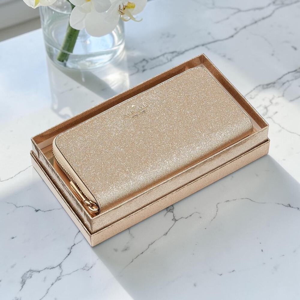 Kate Spade Glimmer Boxed Large Continental Wallet in Gold KE443
